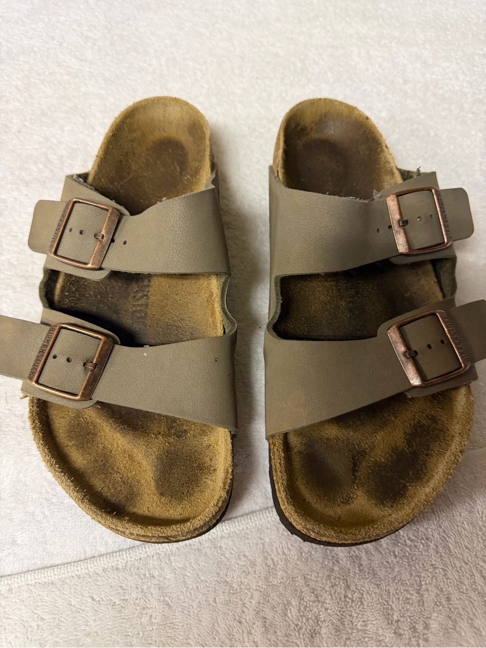 Men’s Arizona birkenstock Double-Buckle Comfort Sandals in Taupe size 11